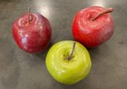 Lot Of Very Realistic Artificial Faux Fruit 3 Apples With Glitter Spray