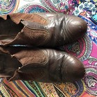 Antique Victorian Women s High Heel Shoes Brown Leather Pointed Toe Slip-on
