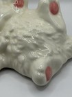 Vintage White Ceramic Fluffy  Persian Kitten Figurine Blue Eyes Cute
