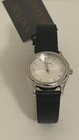 Bulova Womens Silver Dial Analog Quartz Stainless Steel Black Leather Watch