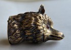 Antique Brass Vesta Case Match Safe Fox Or Wolf