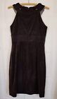 Muse Women s Dress Sheath Suede Beaded Neckline Floral Brown Size 4