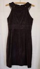 Women s Dress Suede Shealth Beaded Neckline Sleeveless Brown Size 4