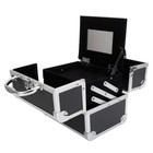New Aluminum Makeup Train Case Jewelry Box Cosmetic Organizer With Mirror Black