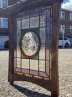 Antique French Art Nouveau Stained Leaded Glass Windows With Birds - A Pair