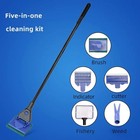 5-in-1 Fish Tank Glass Cleaner Algae Scraper Brush Long Handle Aquarium Tool
