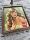 Vintage 1940-50 s Wood Framed Coca-cola Advertising Poster W Beautiful Woman