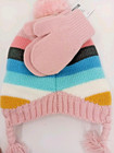 Carter s Girls Color Stripe Winter Hat And Mittens Set - 0-9 Months Af10