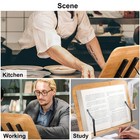 Bamboo Book Stand Large Book Holder With 6 Adjustable Height Foldable