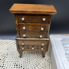Vtg Concord Dollhouse Miniatures Queen Anne Bureau Chest - Wood W box 1950s