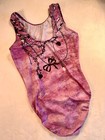 Gk Elite Leotard Gymnastics Purple Pearls   Bows Bodysuit Tank Leo Size  Axs