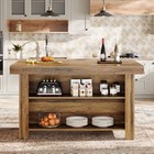 55-inch Kitchen Island With Storage Farmhouse Stationary Island Table W  Worktop
