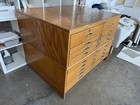 Mayline Mid Century Vintage Oak Flat File Cabinets 10 Drawers Lockable