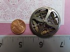 Large Vintage Button metal Steel Cup   With Cut Steel Star Cross   1-3 8    a24
