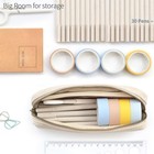 Pencil Pen Case  Canvas Pouch Big Capacity Bag With Zipper White 