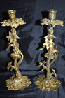 Vintage Ardalt Spain Ornate Brass Metal Flower Candlestick Candle Holder Pair