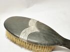 Antique   Vintage Old Wood Ebony And Solid Silver Band Clothes Brush Dressing