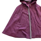 Vintage Purple Wool Cloak Cape Hooded Lined Embroidered Trim Whimsical Fairy