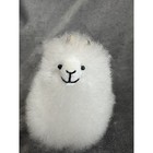 Handmade Real Alpaca Fur Llama Figurine White Fluffy Stuffed Animal 5 Inch