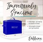 Outshine Vintage Metal Bread Box Storage Bin Container Holder Kitchen Blue Large