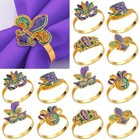 12 Pcs Mardi Gras Napkin Rings Fleur De Lis Napkin Cloth Holder Rings Elegant