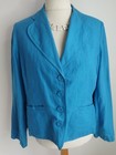 M s Marks   Spencer Per Una Jacket Blazer Uk 16 Blue Linen Mix Pockets 