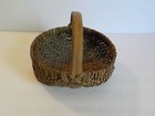  Antique American Oak Splint Buttocks Basket 6 5  High  Old Interior Paint