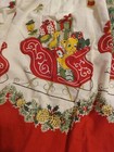 Vintage Handmade Christmas Apron Red Sleigh Tree Animals Toys Pinecones Holly 