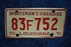 1970 1971 Louisiana License Plate