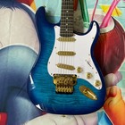 Vibrant Blue Burst St Style Guitar - 6-string Professional Instrument