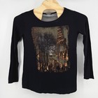 Vanilla Sugar Women Large Black Eiffel Tower Graphic Long Sleeve Mesh Back Shirt