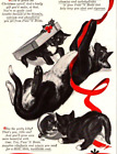 Vtg Print Ad 1951 Puss N Boots Cat Food Black Kittens Red Ribbon Christmas 5x11