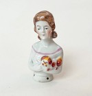 Lady Dog Pin Cushion Half Doll Woman Figurine Porcelain Art Deco Vtg Germany