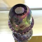 Vintage Fenton Fairy Lamp Purple Iridecent Floral Handpainted Signed 95 Anniv