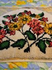 Vtg Pretty  Semi Completed  Handmade Floral  Latch Hook Rug 28  X 42  Wide