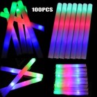 100 Pack - 16  Foam Sticks  Led Flashing Glow Foam Sticks  Light Up  Wands  Dj