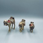 Vintage Trio Of Camels Trinket Boxes Decorative Stones Set Of Three Metal Art