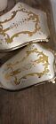 Vintage Gold Toned Brass Hand Held Vanity Mirror   Brush Floral Victorian Nice 