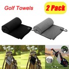2pack Microfiber Golf Towel With Carabiner Clip On Golf Bag Black gray 30x50cm