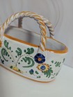 Beautiful Vintage Italian Porcelain Hand Basket Floral Design Handmade Painted