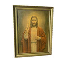 Vintage Sacred Heart Of Jesus Print Gold Frame Religious Art Christian Art