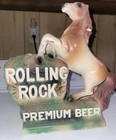  600 Rolling Rock Premium Beer Chalkware Horse 2 Pc Bar Decoration  They Are 11   