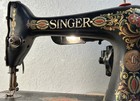 1919 Singer Sewing Machine   66 Electric Red Eye   Runs W  Foot Pedal  bobbins
