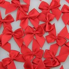 50pcs Boutique Mini Red Satin Ribbon Bows Flowers Appliques Diy Craft For Sew   