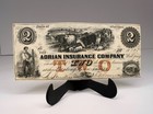 1853  2 Adrian Insurance Company Michigan Obsolete Bank Note Two Dollars Bill Mi