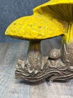 Vintage 1970s 1960s Mcm  Plastic Wall Hippie Decor Mushrooms 11   x15    Yellow 