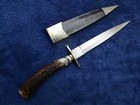 Antique Original British Dagger Style Knife And Sheath Maker Walters Sheffield