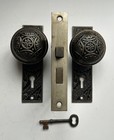 Antique Eastlake Victorian Cast Iron Door Hardware Set H-21600 Door Knobs