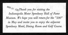 Indianapolis Motor Speedway Hall Of Fame Museum Ticket Indy 500 42857 1980
