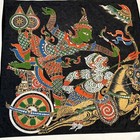 Thai Silk Painting Ramayana Scene 12x12 Unsigned